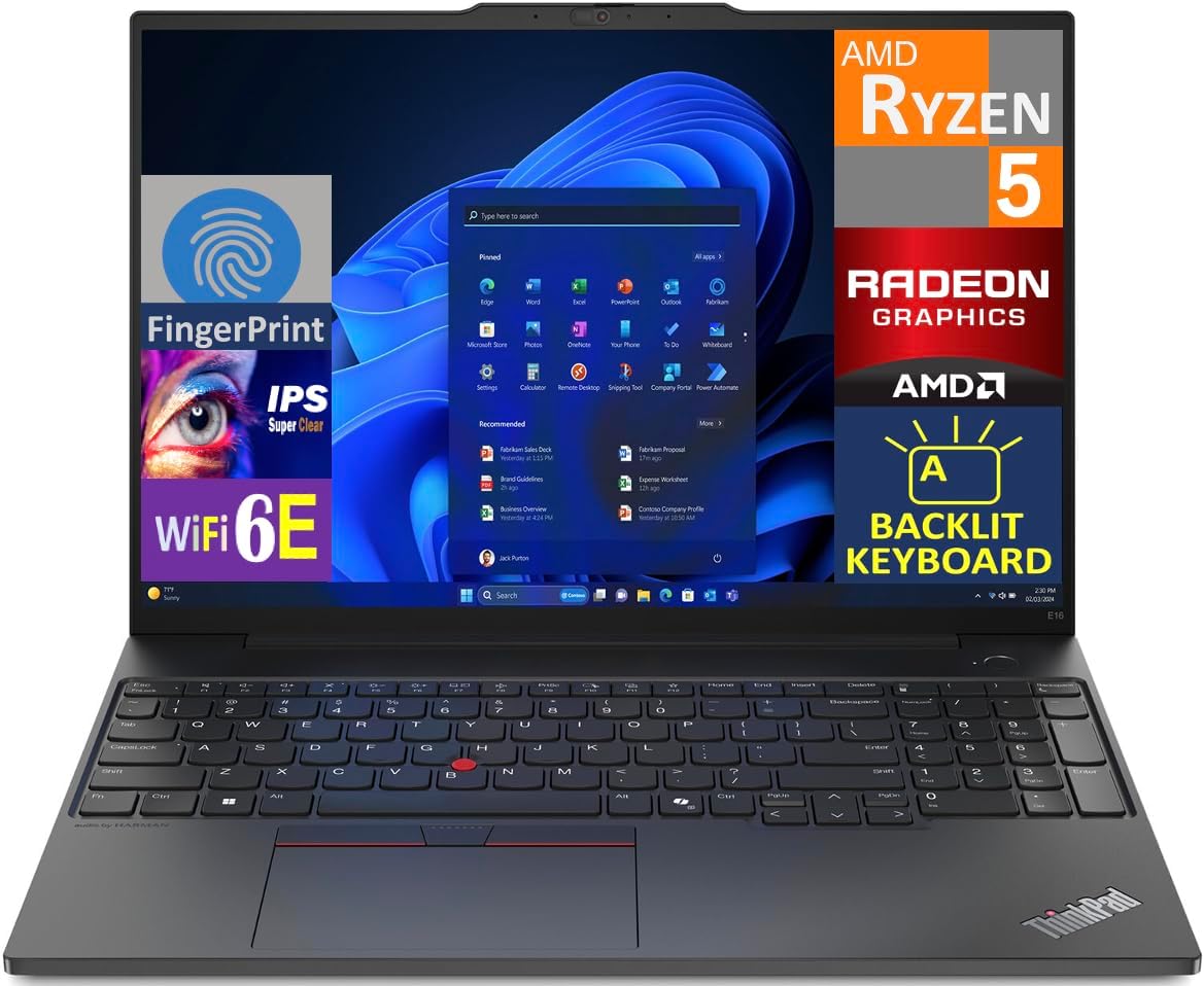 Lenovo Thinkpad E16 Gen 2 Laptop with AMD Ryzen 5 and 16GB RAM