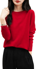 Women's 100% Merino Wool Seamless Knit Crewneck Sweater - Soft