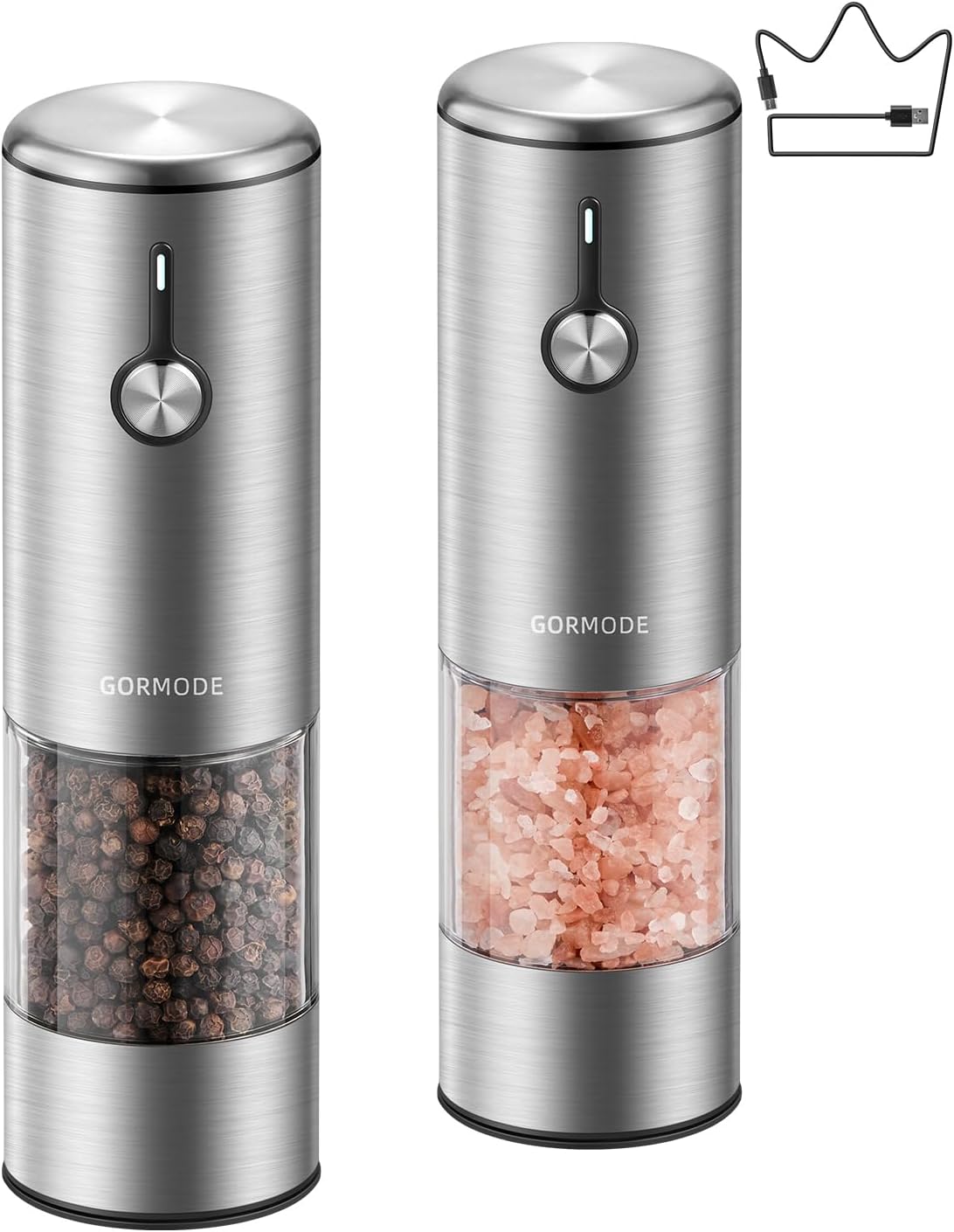 Electric Pepper Grinder and Salt Mill Set with LED Lights