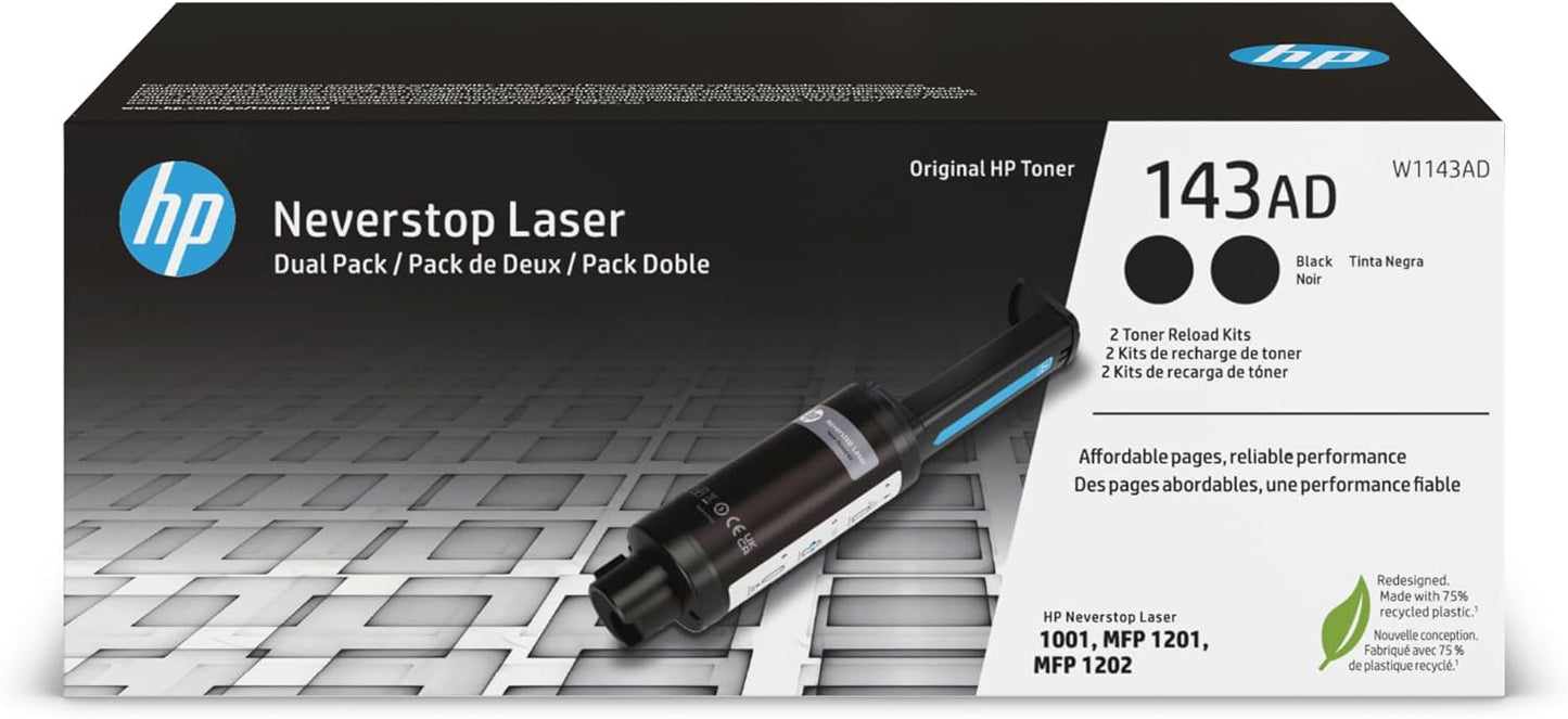 HP 143AD Black Toner Reload Kit | 2 Pack