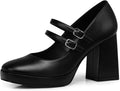 Women Mary Jane Shoes: Comfortable Closed Toe Chunky Heels