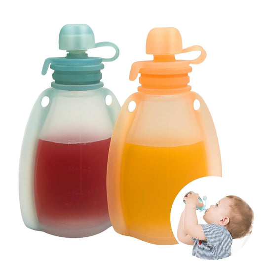 Silicone Baby Food Pouches - BPA-Free, Refillable 4oz