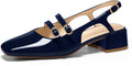 Coutgo Womens Mary Jane Chunky Low Heels Slingback Pumps (Style YR6N)