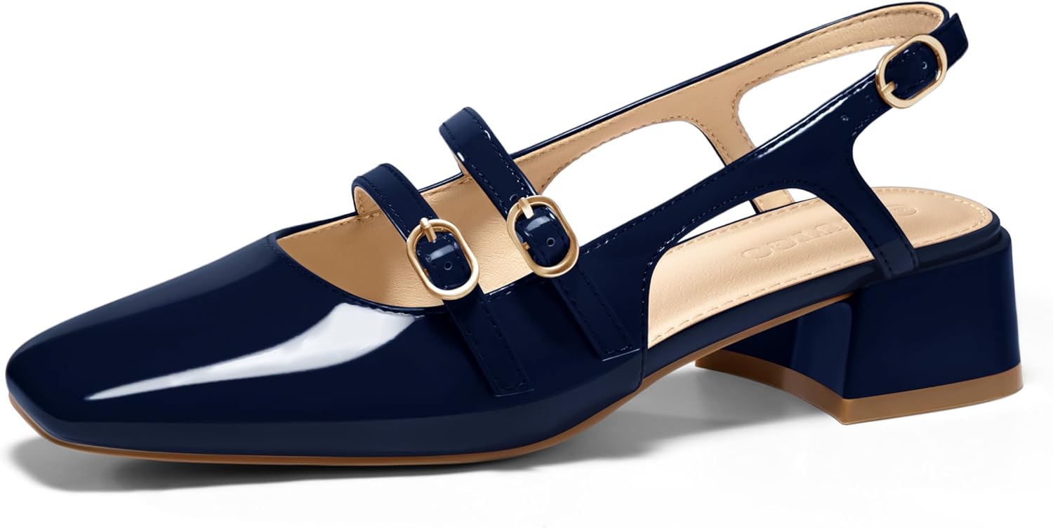 Coutgo Womens Mary Jane Chunky Low Heels for Any Occasion