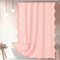 Blush Pink Scalloped Shower Curtain - Cute Coastal Bath Decor
