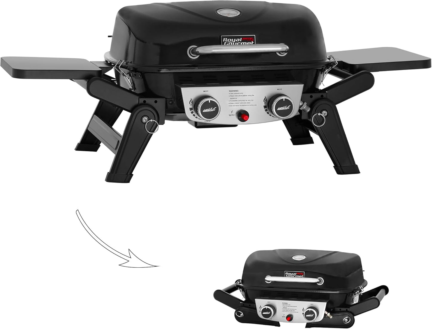 Portable Propane Gas Grill with Foldable Tables for Outdoor Cooking