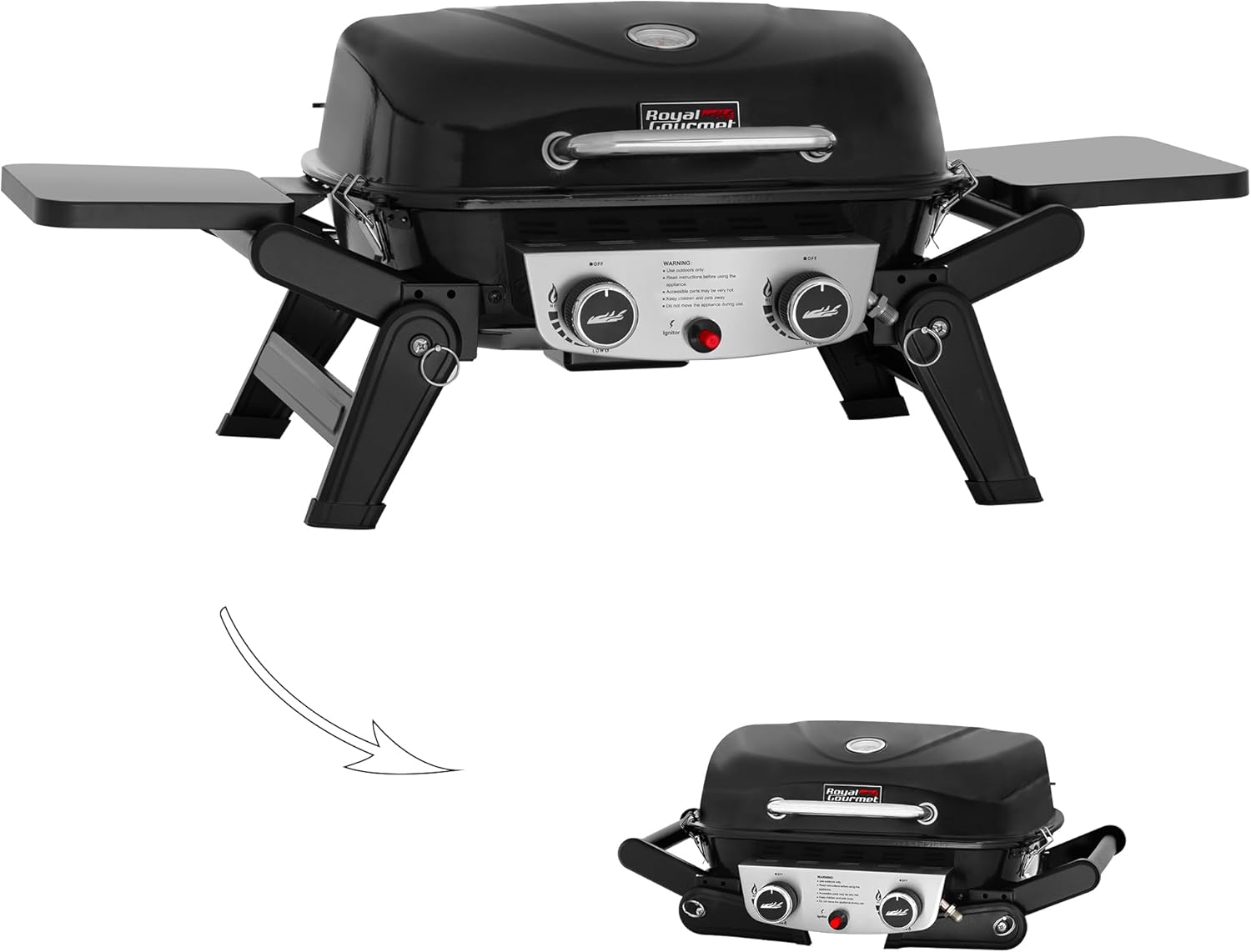 Portable Propane Gas Grill with Foldable Tables for Outdoor Cooking