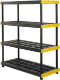 BLACK & YELLOW 4-Tier Heavy Duty Plastic Storage Shelving Unit