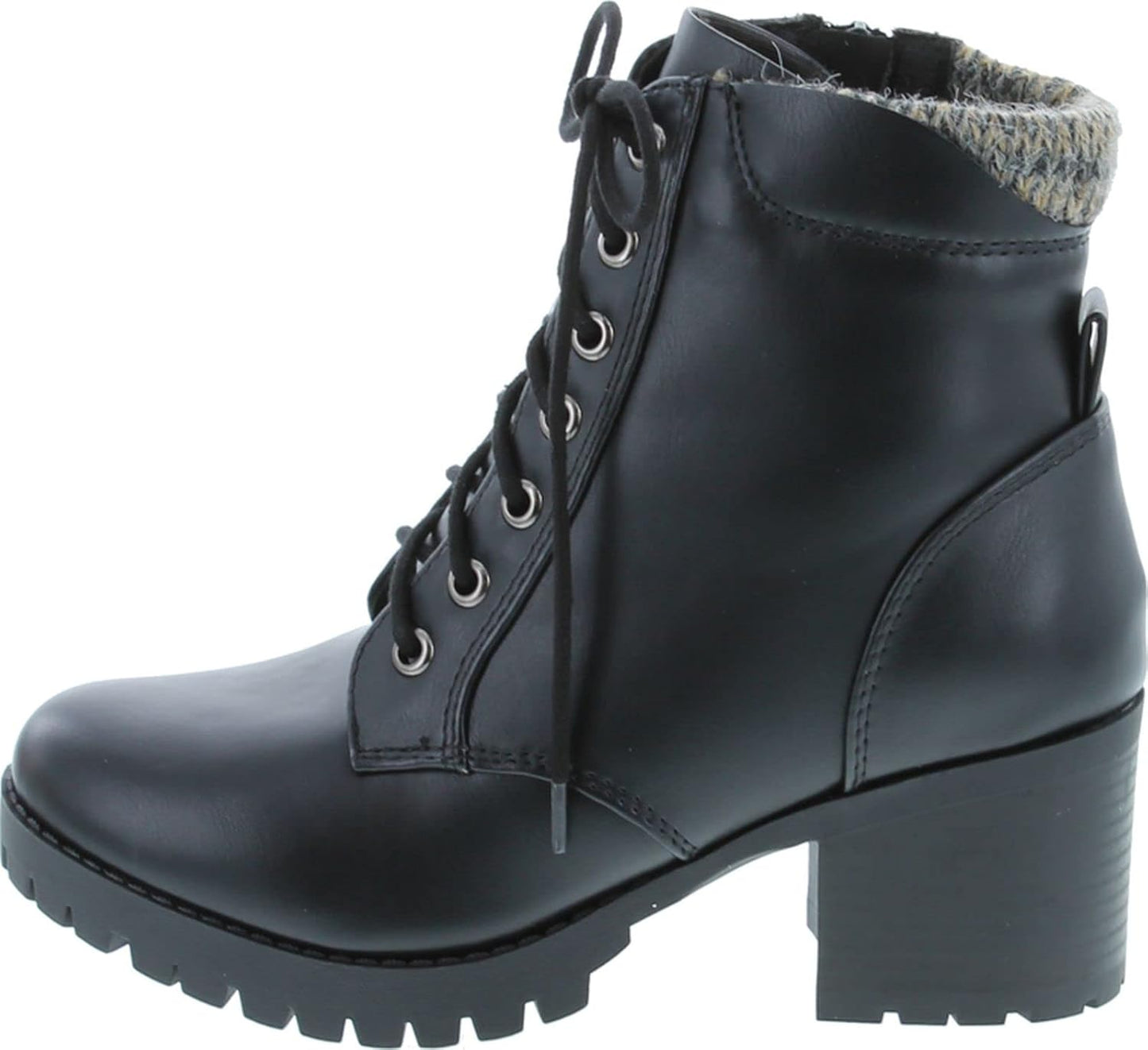 Soda Chunky Heel Combat Ankle Boot with Side Zipper for Style