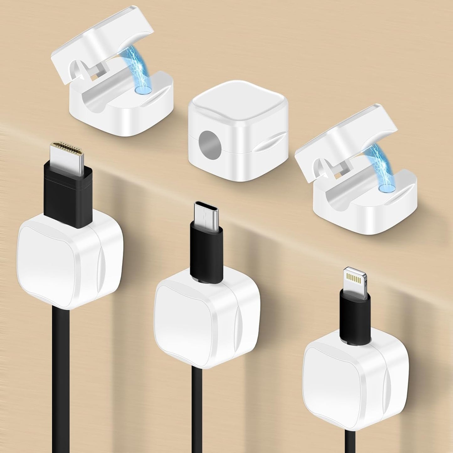 Strong Adhesive Magnetic Cable Clips by NISTARCE - Keep Cords Neat!