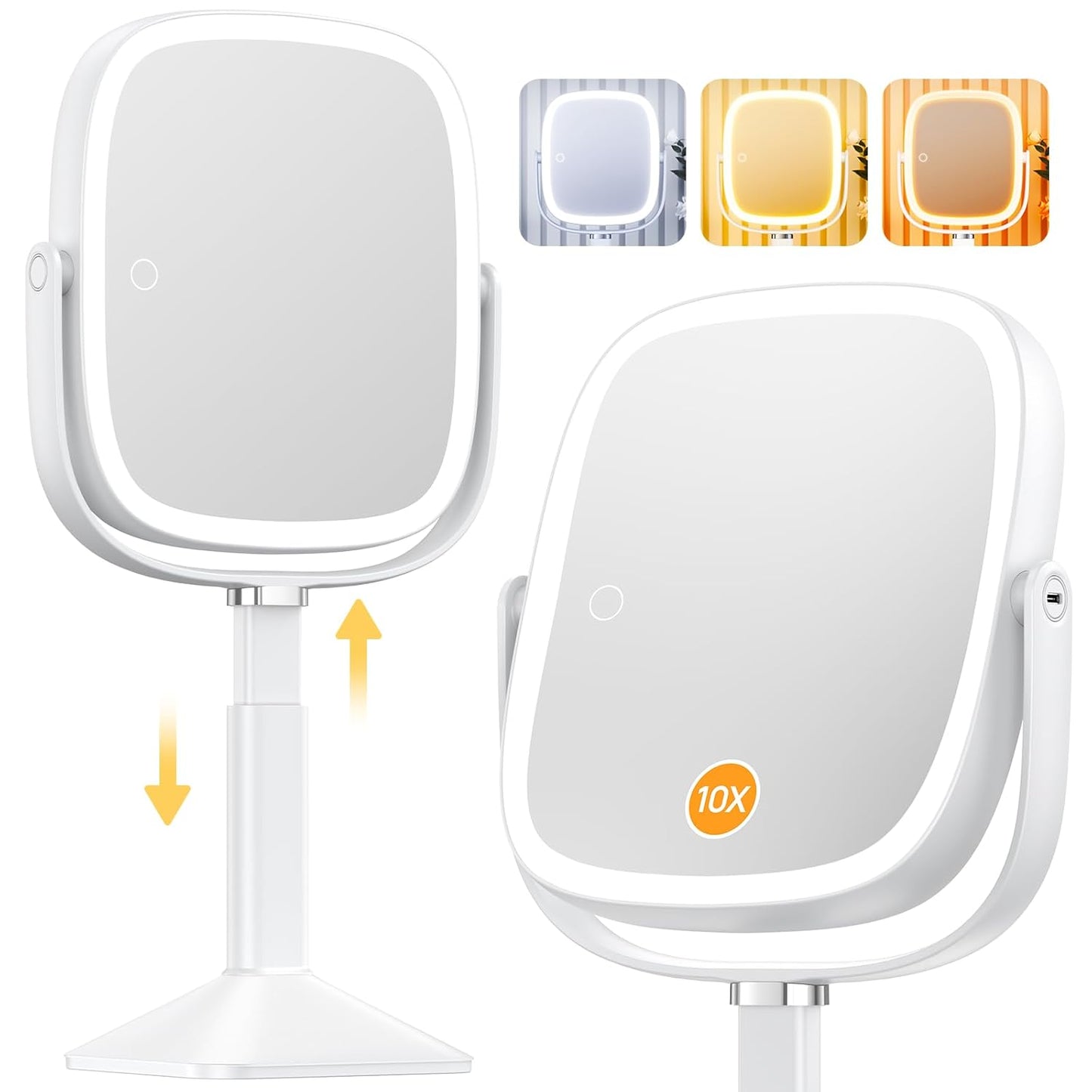 Gospire Rectangle Lighted Makeup Mirror with Adjustable Height