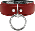 Avery V Leather Choker Collar Black Red - Handmade Latigo Leather