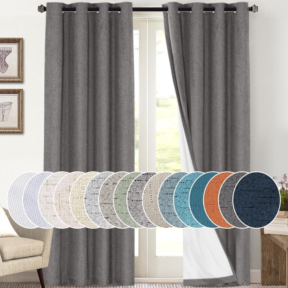 100% Blackout Linen Curtains for Bedroom and Dining Room