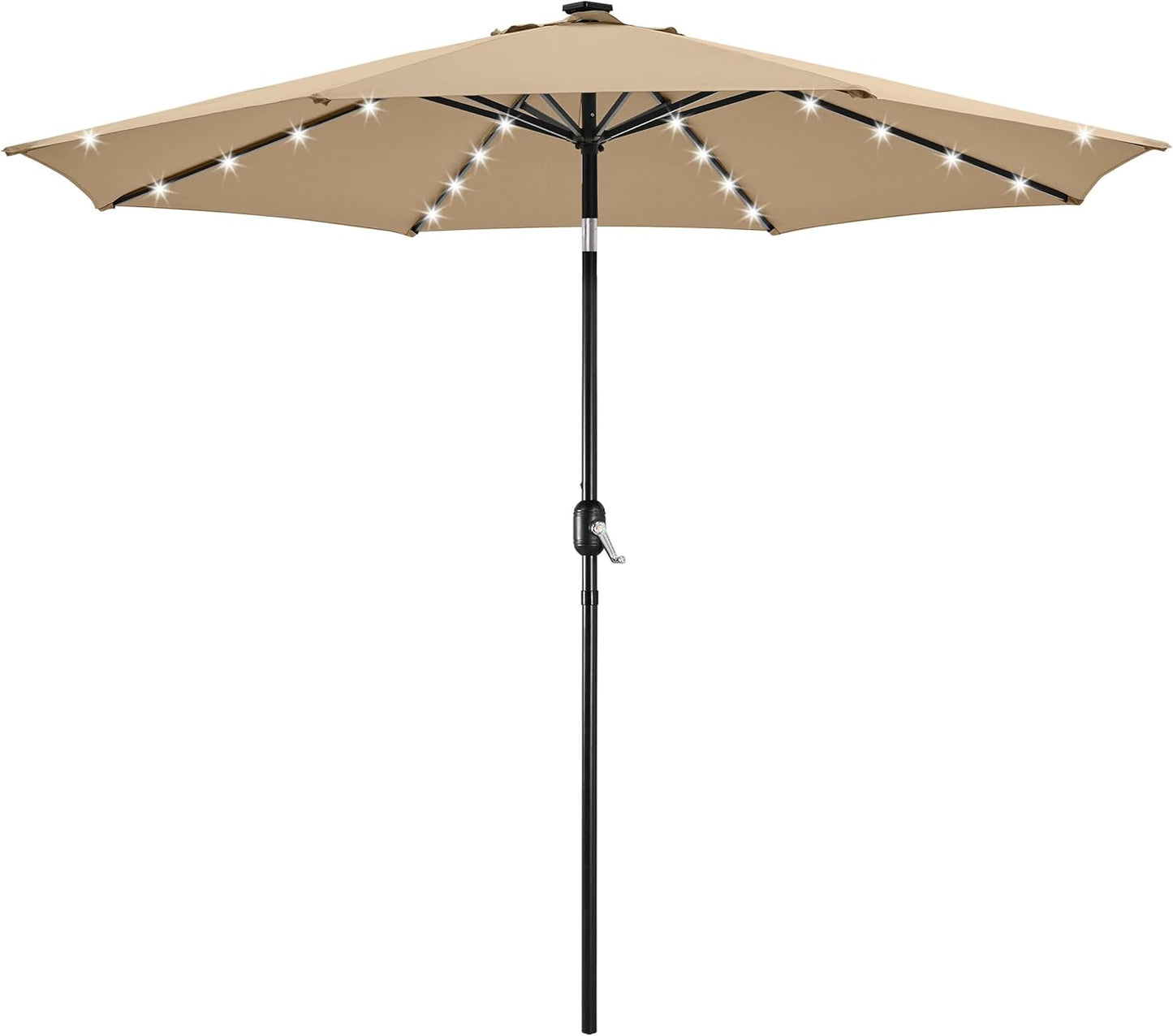 10FT Solar Powered Patio Umbrella with LED Lights for Shade