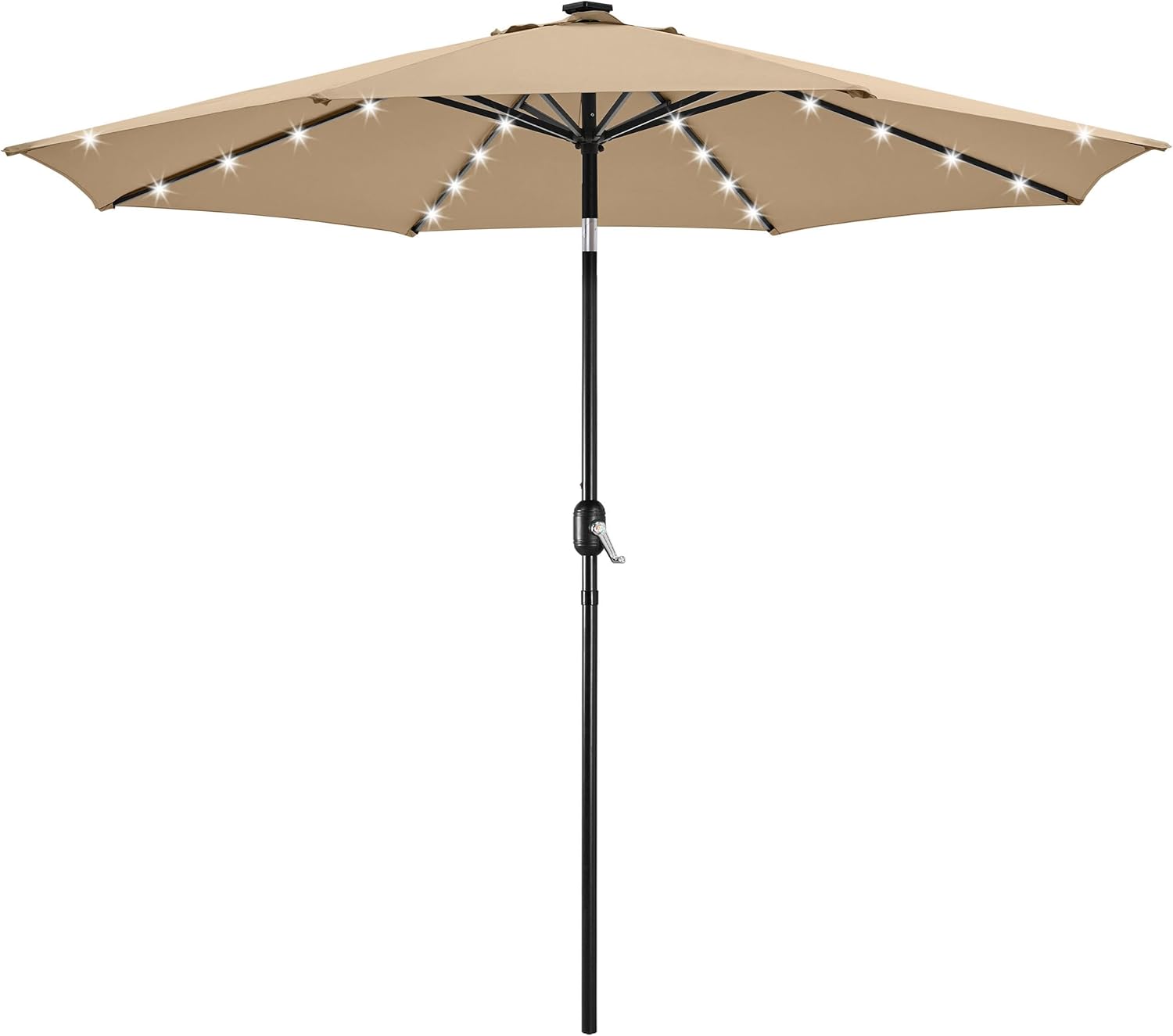 10FT Solar Powered Patio Umbrella with LED Lights for Shade