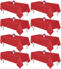 Red Rectangle Tablecloth 60x126 in 8-Pack - Durable Wedding & Event