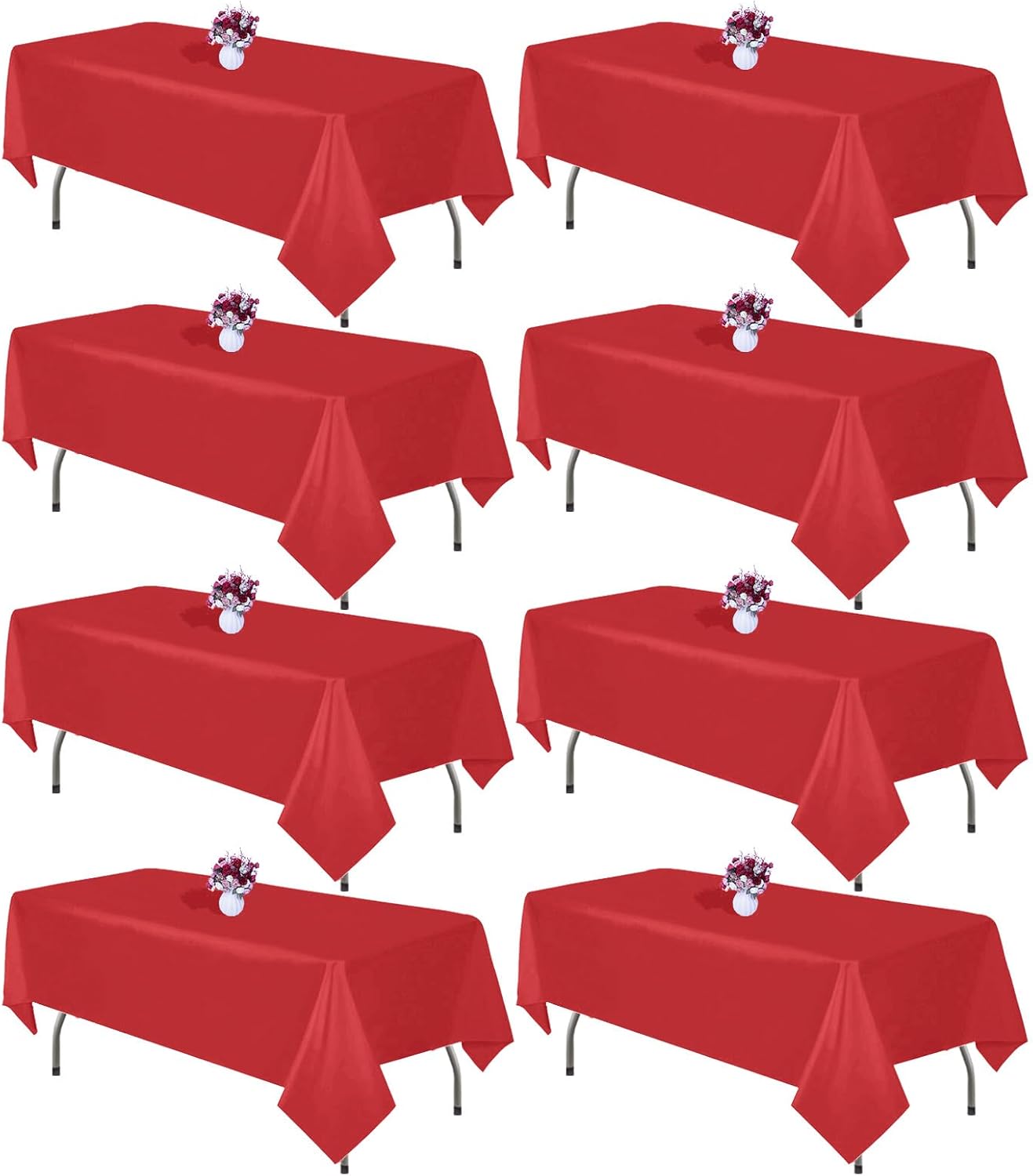 8 Packs Red Tablecloth Rectangle 60x126 Inch for Events