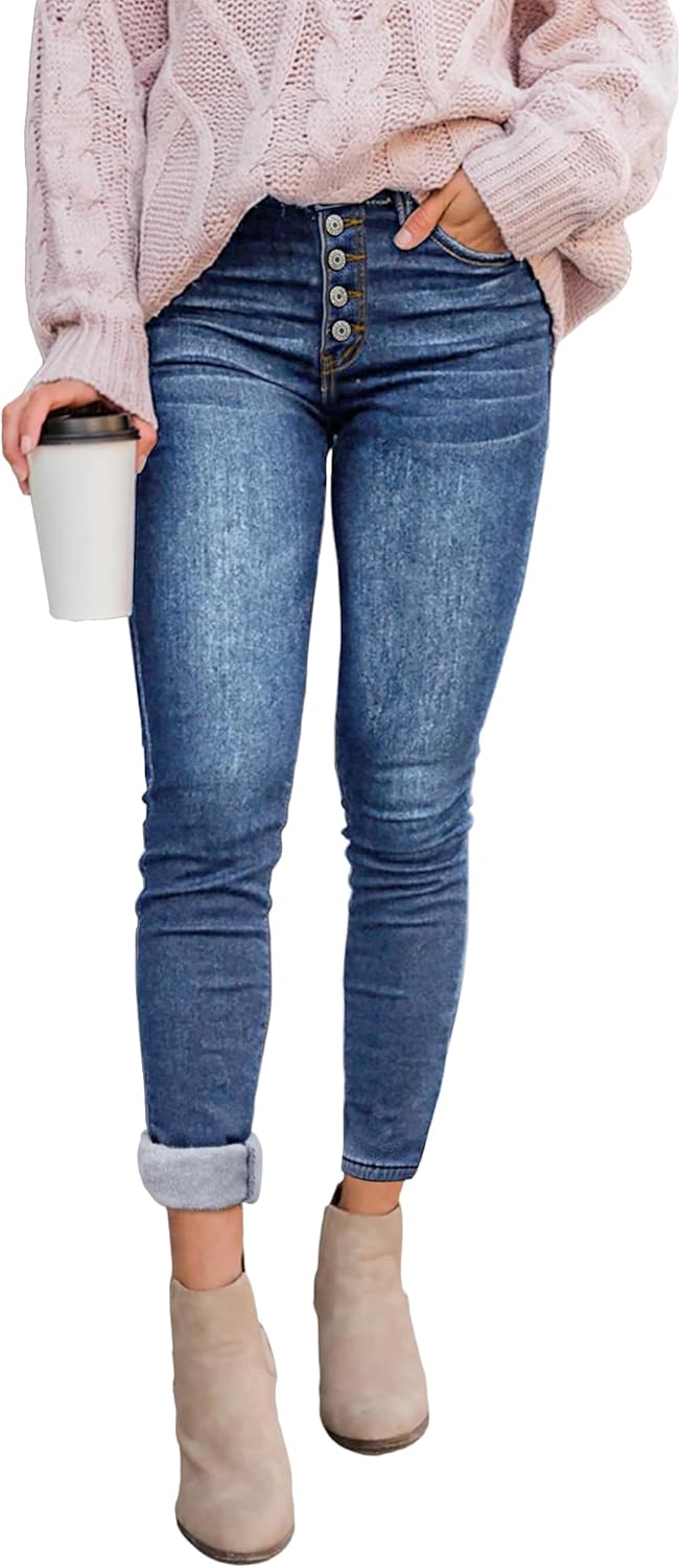 Fleece Lined Jeans for Women - Warm Thermal Denim Jeggings