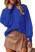 WEACZZY Women's 2025 Fall Mock Neck Lantern Sleeve Sweater