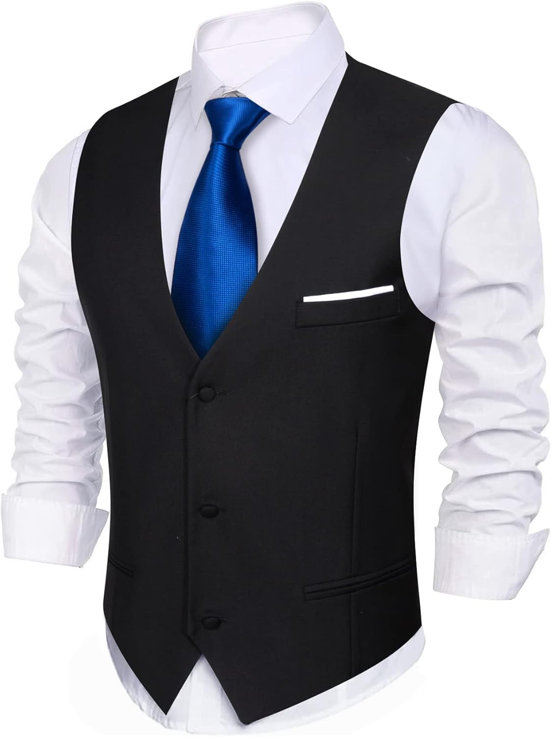 Barry.Wang Mens Suit Vest Slim Fit V-Neck for Formal Events