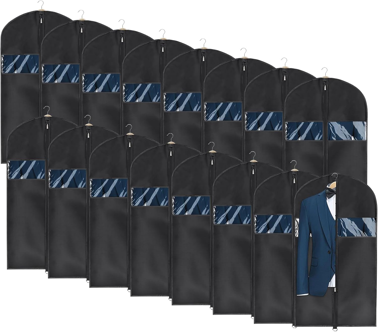 Univivi 16 Pack Suit Garment Bag for Men, 40-Inch Cover Bags