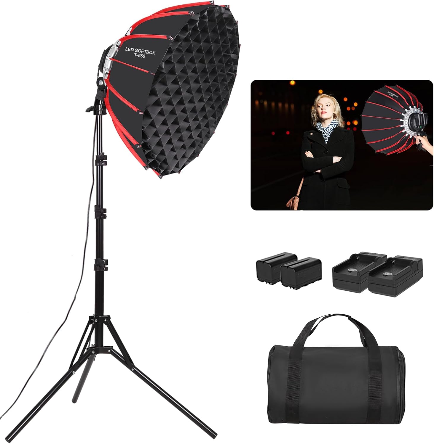 21in Handheld LED Softbox Light for Photography and Streaming
