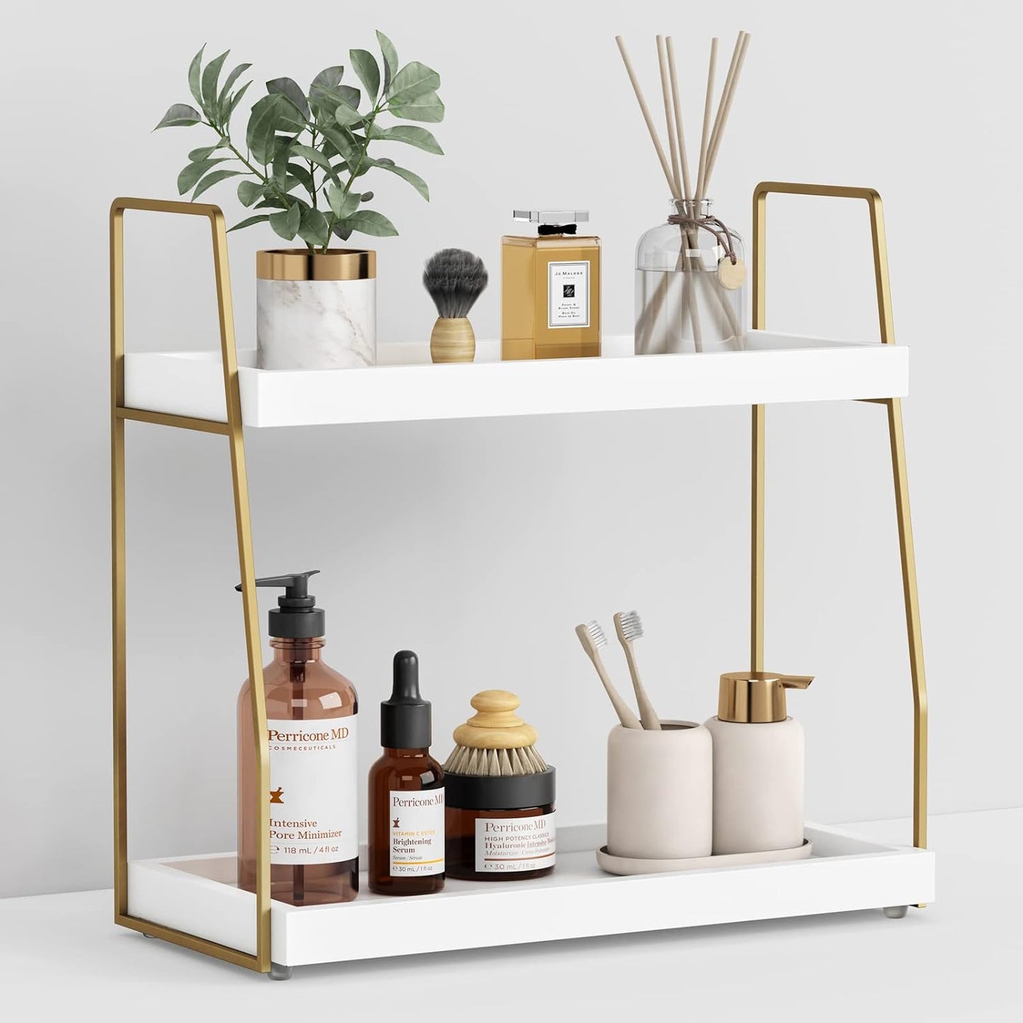 Forbena Bathroom Organizer Countertop - Stylish 2 Tier Storage