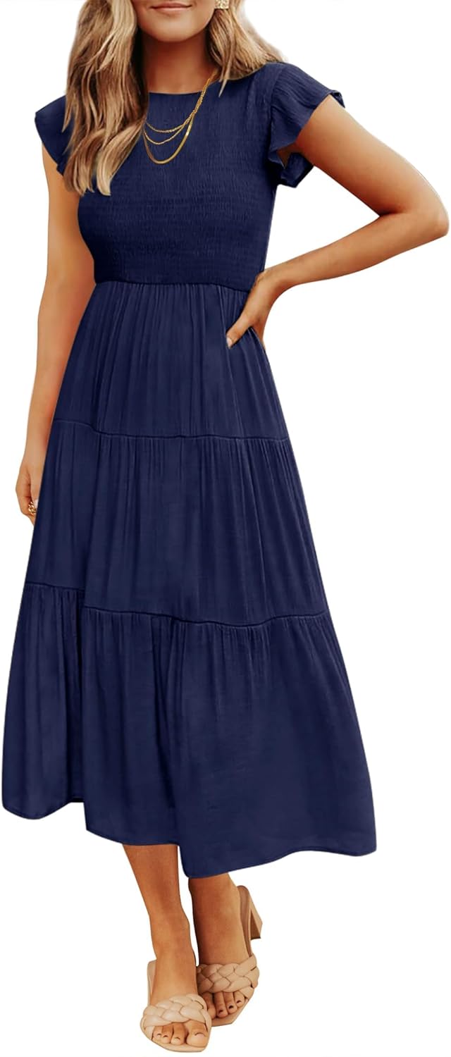 ZESICA Women's Summer Casual Flutter Sleeve Midi Dress Review