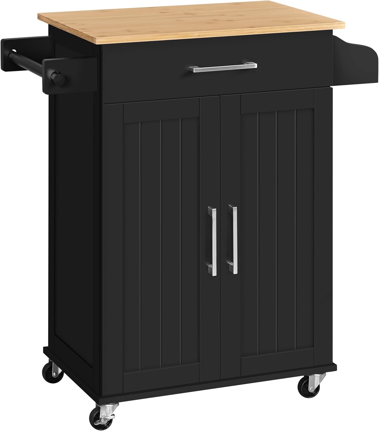 Yaheetech Rolling Kitchen Cart w/ Bamboo Top for Efficient Storage