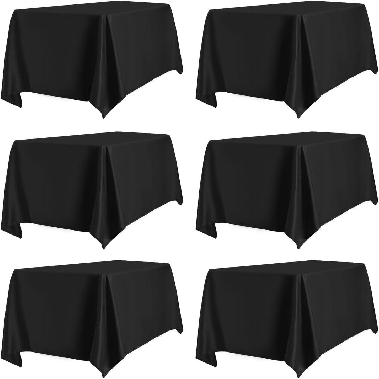 PureFit 6 Pack Rectangle Black Table Cloths for Events and Home