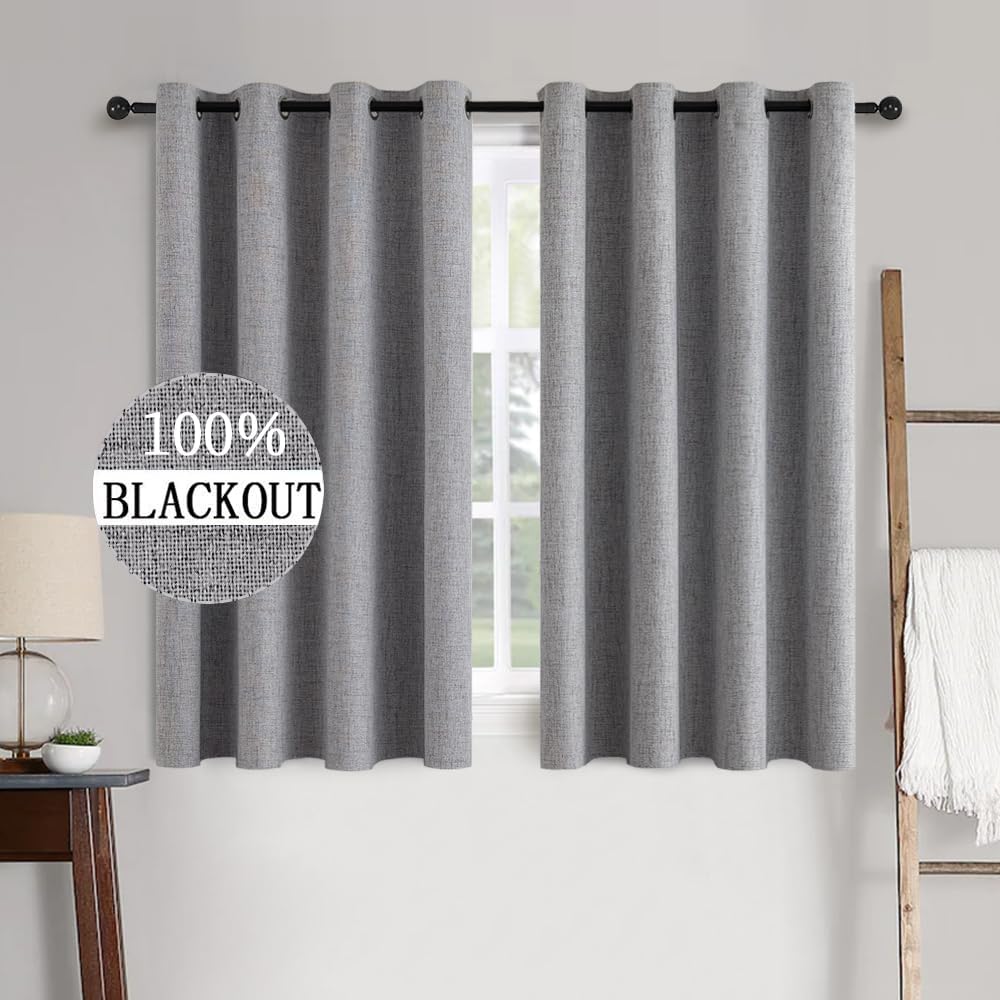 MIULEE Linen Texture Blackout Curtains for Bedroom and Living Room