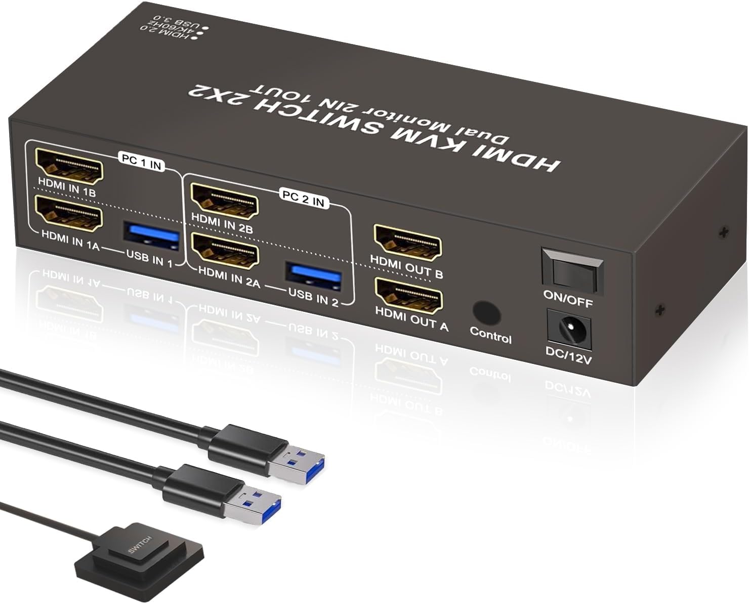 Dual Monitor HDMI KVM Switch for 2 Computers with 4K 60Hz