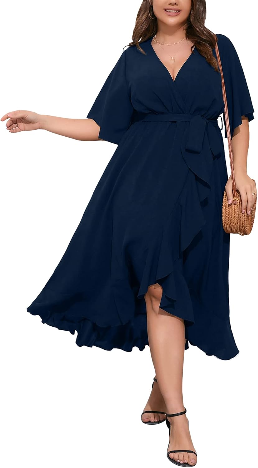 SCOMCHIC Plus Size Maxi Dress for Women - Elegant High Low Style