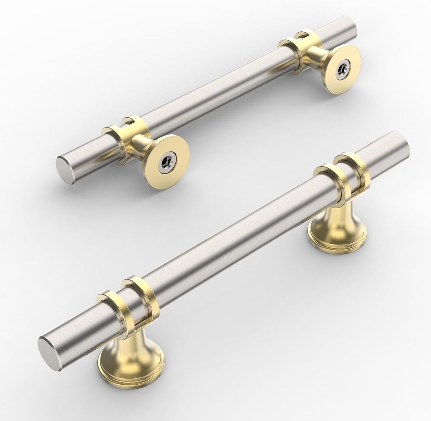 Amerdeco 10 Pack Brushed Satin Nickel and Gold Cabinet Pulls