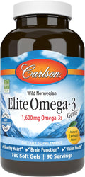 Elite Omega-3 Gems 1600 mg Fish Oil Softgels - Lemon Flavor