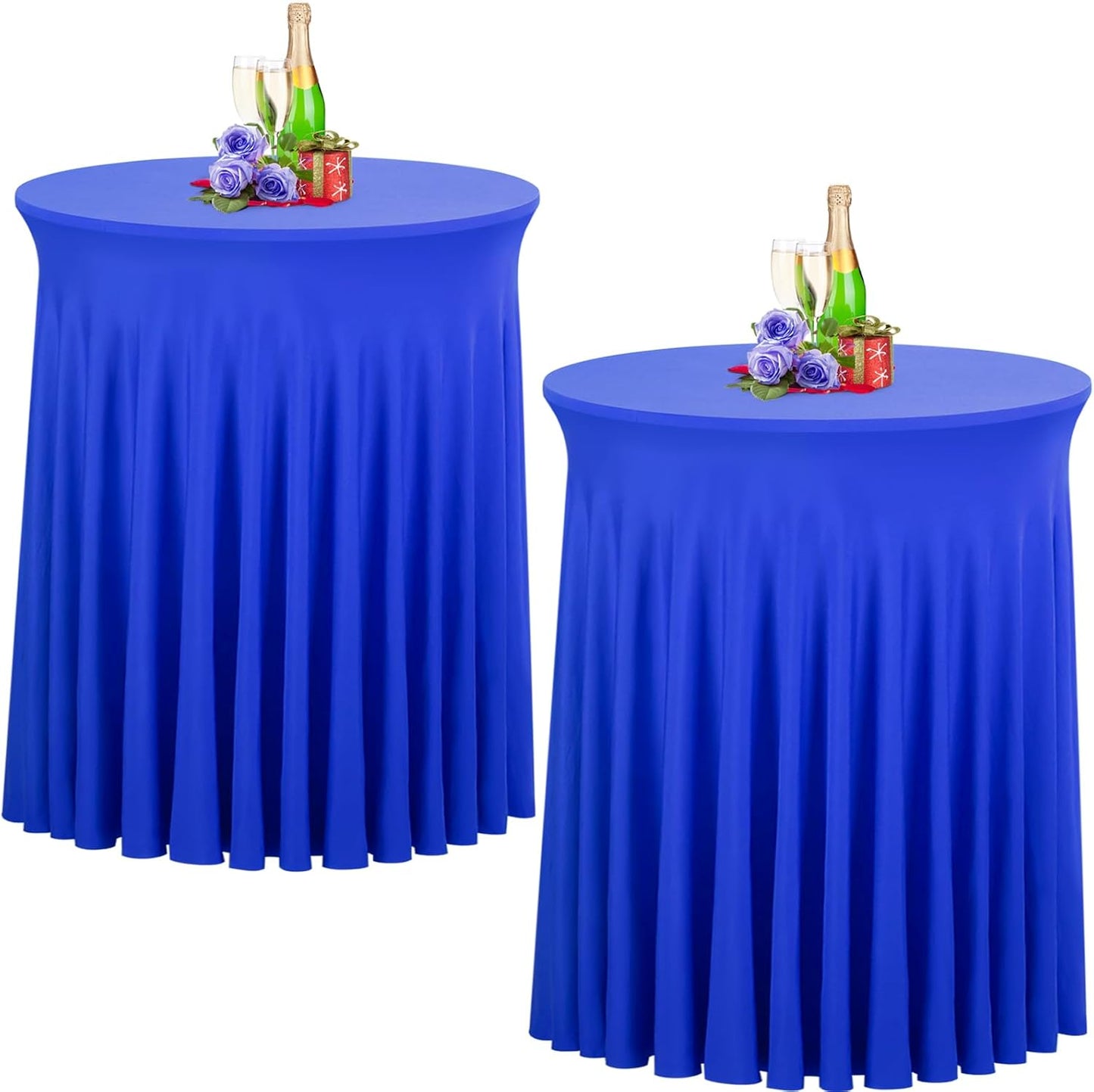 Royal Blue Spandex Cocktail Table Skirt 2 Pack - Perfect for Parties!