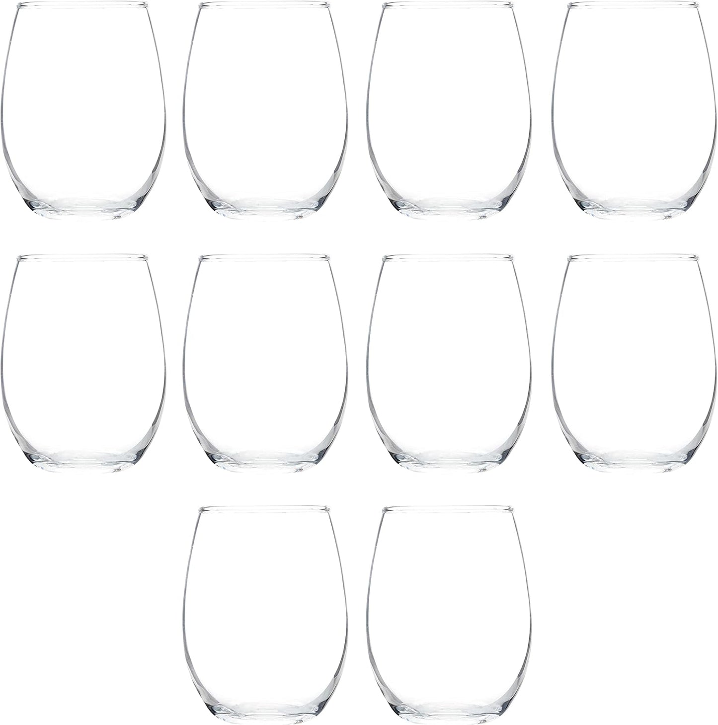 Stemless Wine Glass Set of 10 - Perfect for Events and Favors