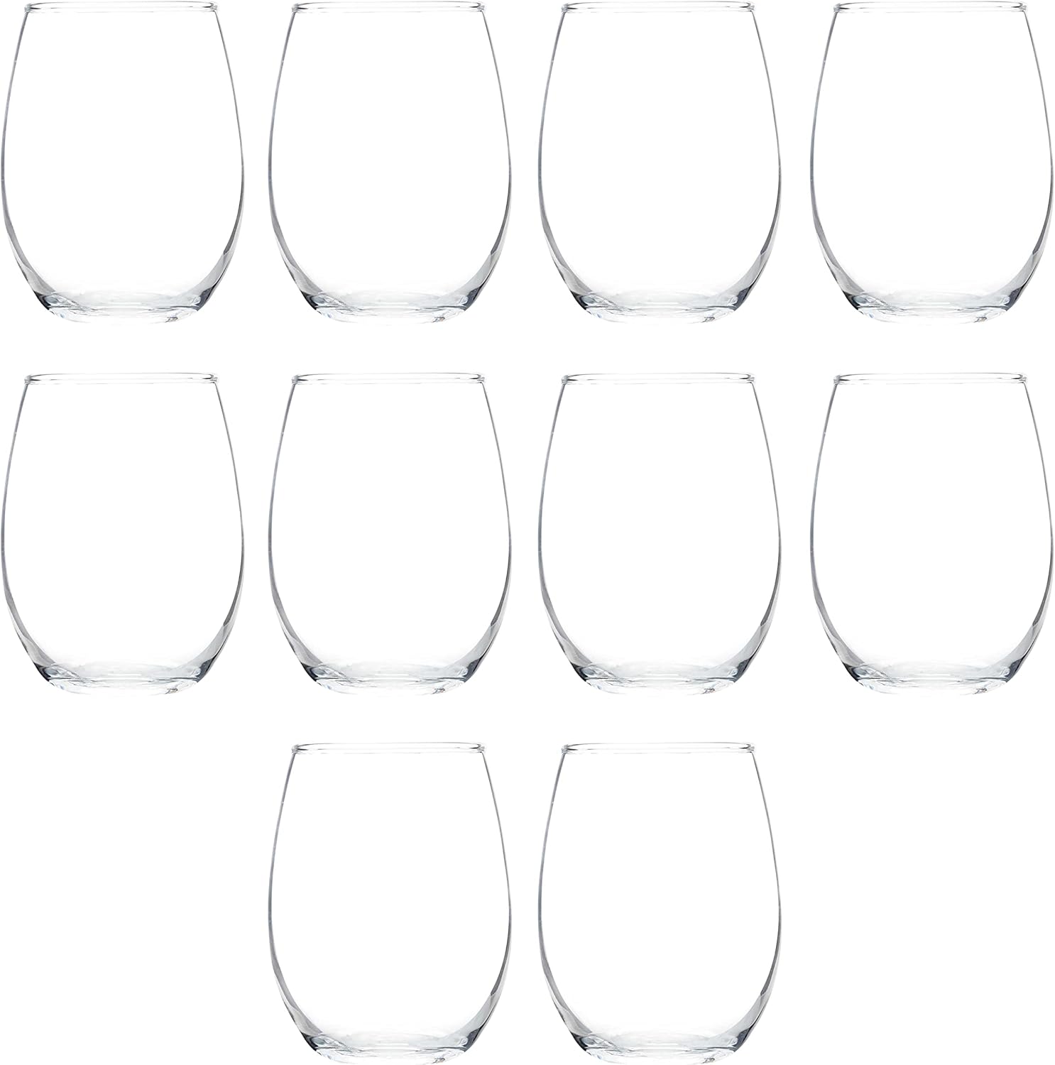Stemless Wine Glass Set of 10 - Perfect for Events and Favors