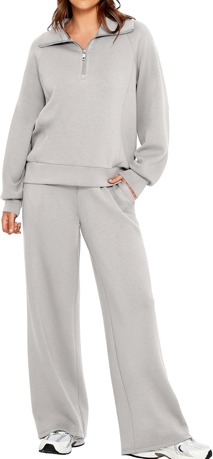 Glamaker Women 2 Piece Sets Fleece Lounge Travel Workout Outfits
