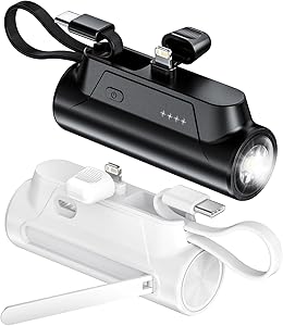 Portable Charger Power Bank 8000mAh with Built-in Cables