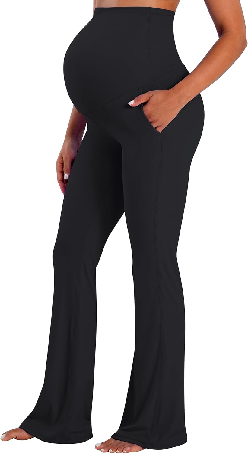 Sunzel Maternity Flare Leggings with Pockets for Comfort