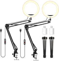 LED Video Conference Ring Light with Clamp Boom Arm - Desktop Kit
