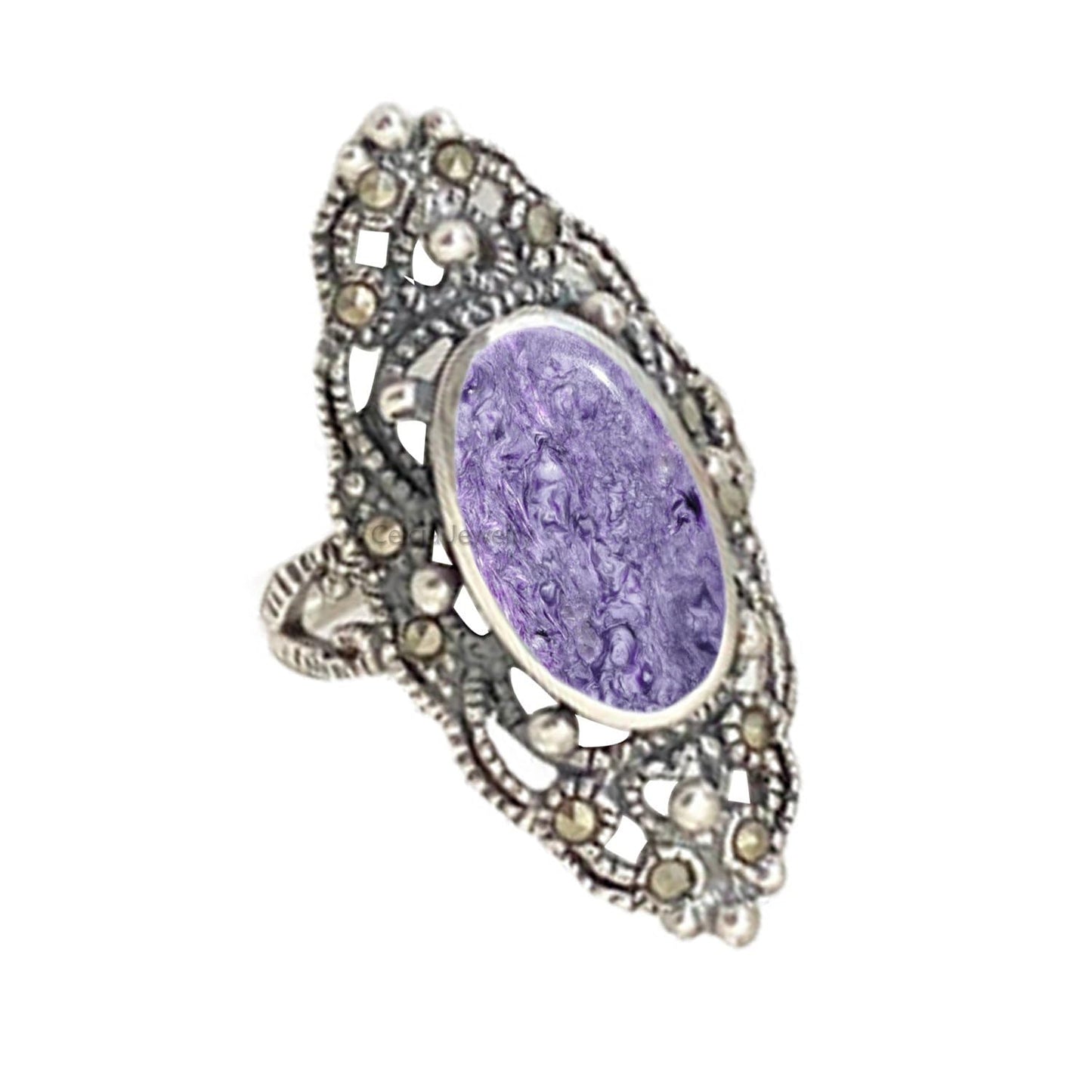 Pure 925 Sterling Silver Turquoise Ring for Women - Boho Style