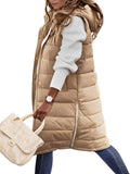 HEEKPEK Womens Long Puffer Vest Hooded Sleeveless Zip Up - Warm