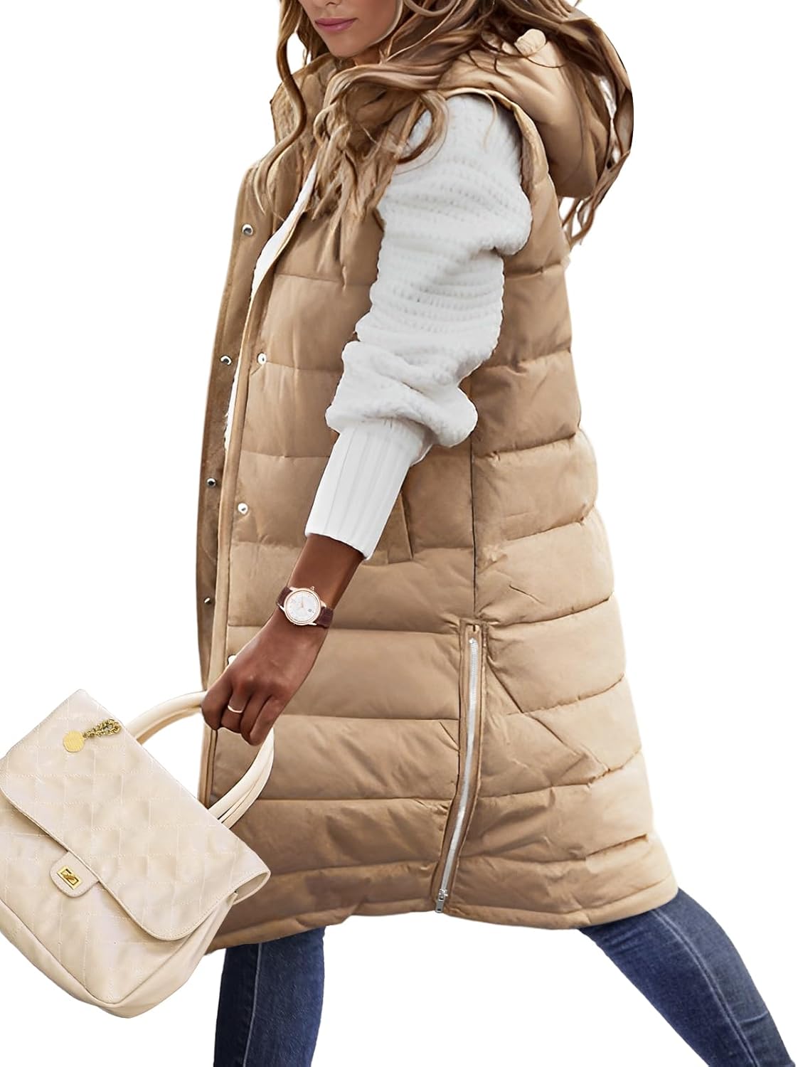 HEEKPEK Womens Puffer Vest: Warm Hooded Sleeveless Jacket