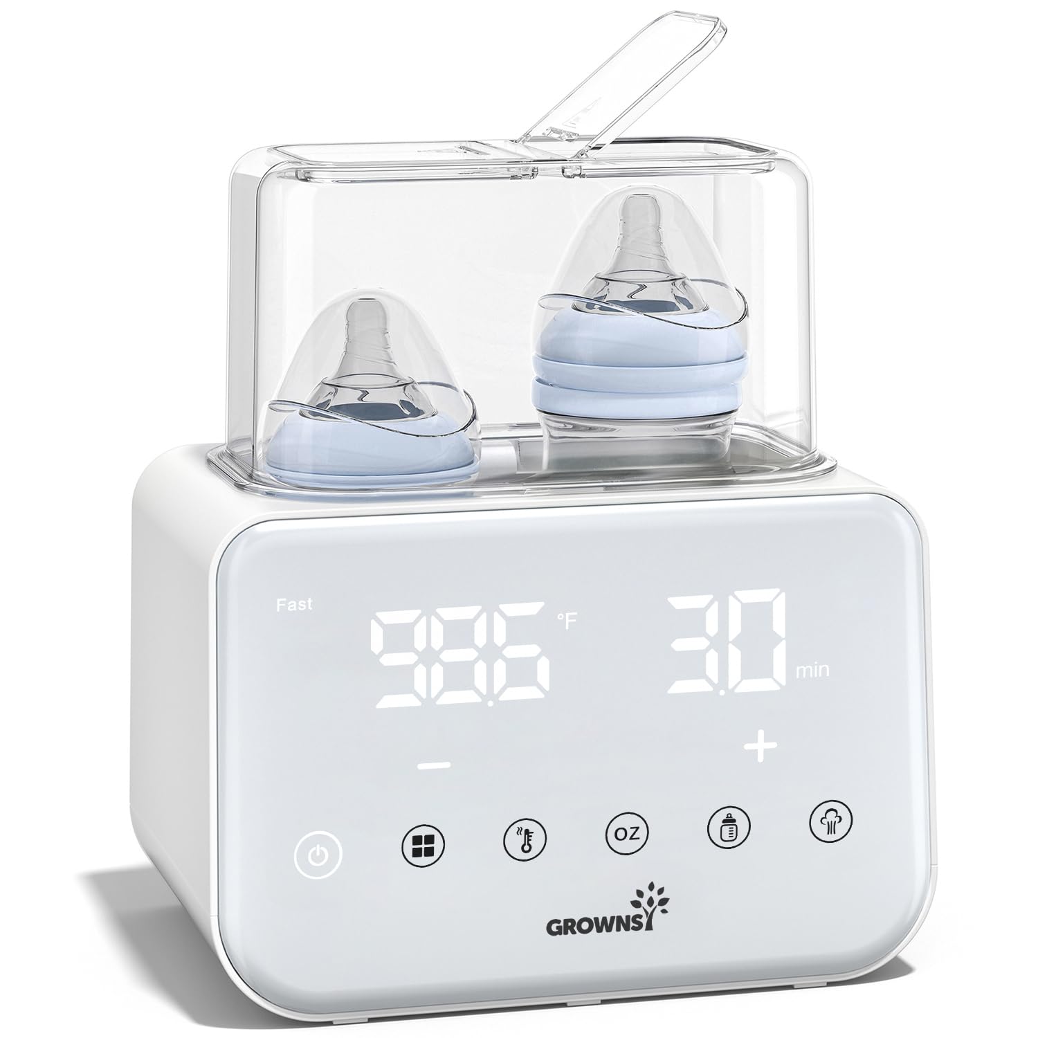 GROWNSY 10-in-1 Baby Bottle Warmer: Fast Heat, Accurate Temp Control