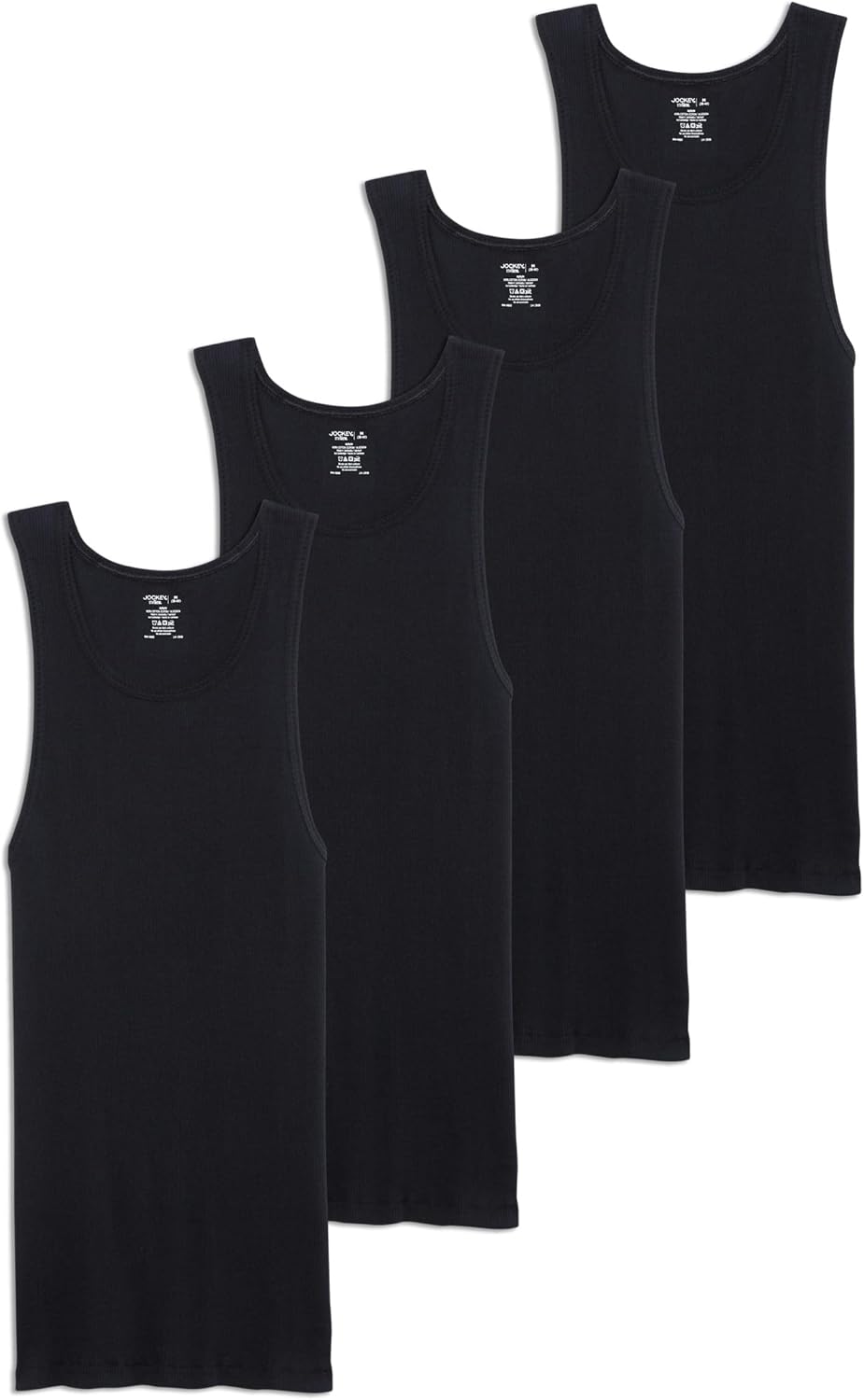 Jockey Men's 100% Cotton A-Shirt Tank - Comfortable 4 Pack