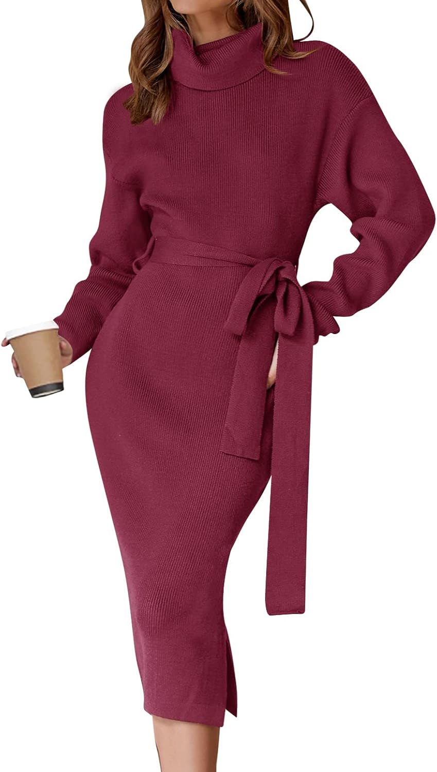 ZESICA Women's Turtleneck Sweater Midi Dress for Every Occasion