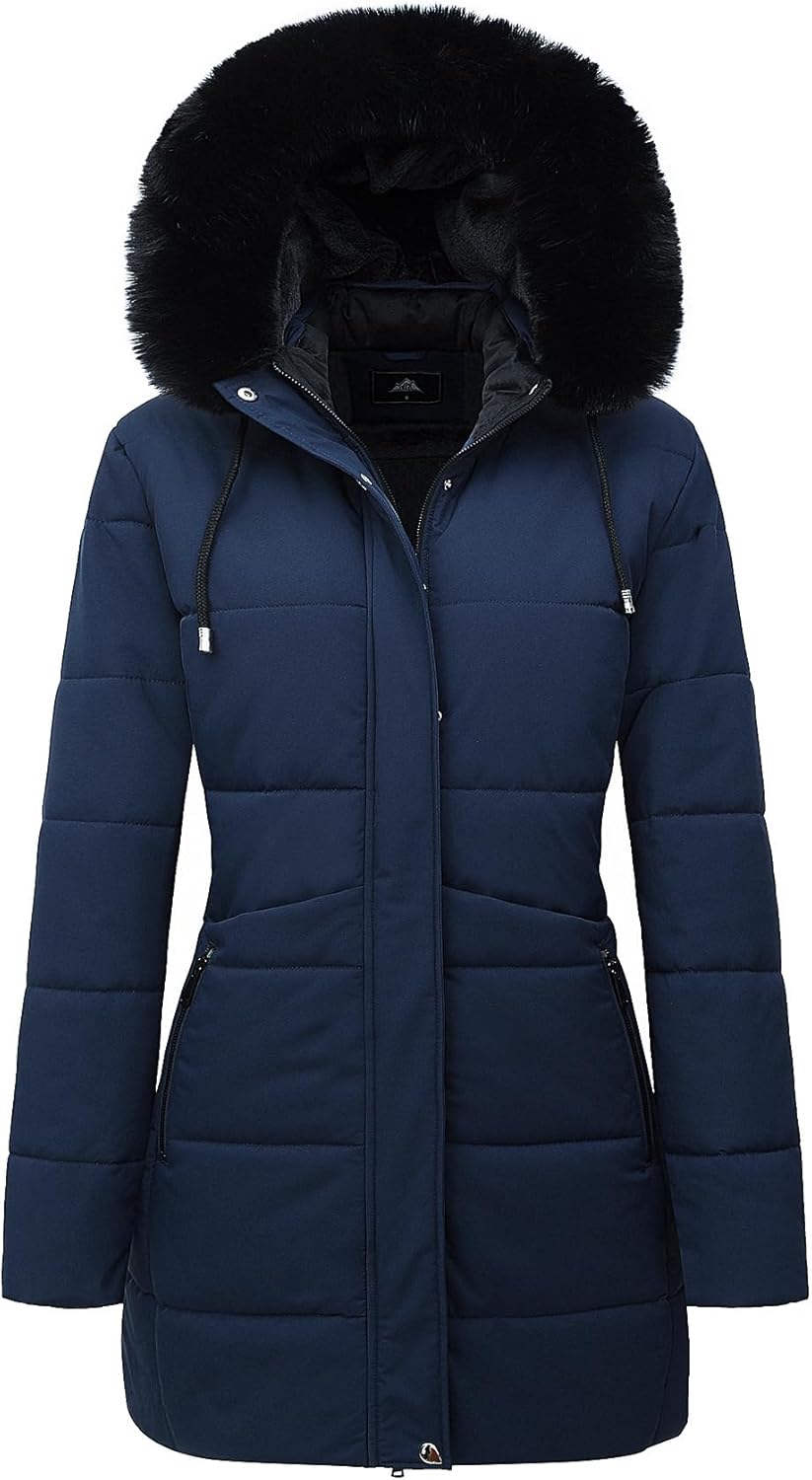 MOERDENG Women's Winter Puffer Coat with Detachable Hood