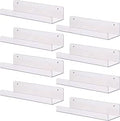 Clear Acrylic Floating Shelf Set of 8 - Invisible Wall Ledge for Books